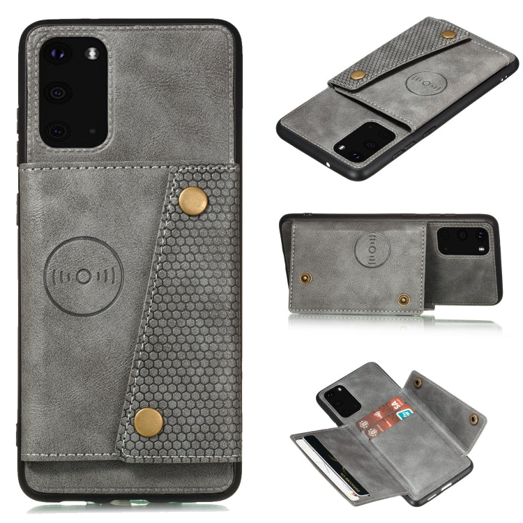 Double Buckle PU + TPU Shockproof Magnetic Protective Case with Card Slot & Holder, For Samsung Galaxy S20 FE