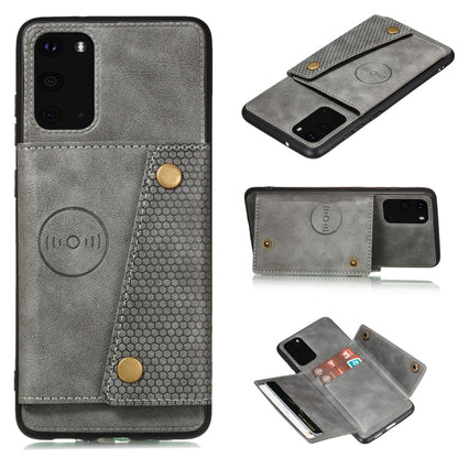 Double Buckle PU + TPU Shockproof Magnetic Protective Case with Card Slot & Holder, For Samsung Galaxy S20 FE