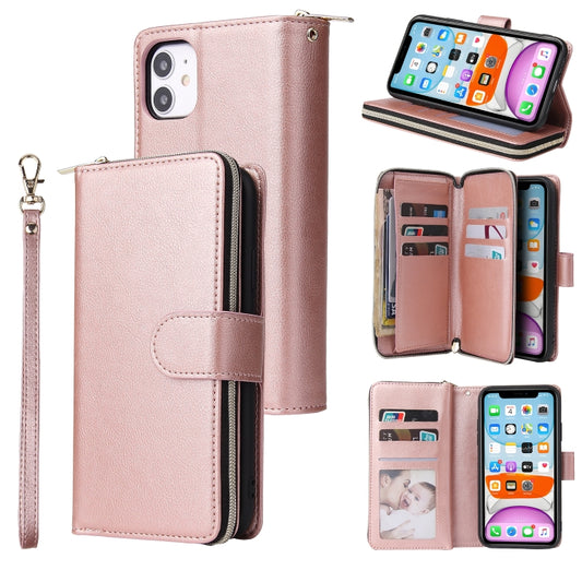 Zipper Wallet Bag Horizontal Flip PU Leather Case with Holder & 9 Card Slots & Wallet & Lanyard & Photo Frame, For iPhone 11, For iPhone 11 Pro, For iPhone 11 Pro Max, For iPhone SE 2022 / SE 2020 / 8 / 7, For iPhone 12 mini, For iPhone 12 / 12 Pro����...