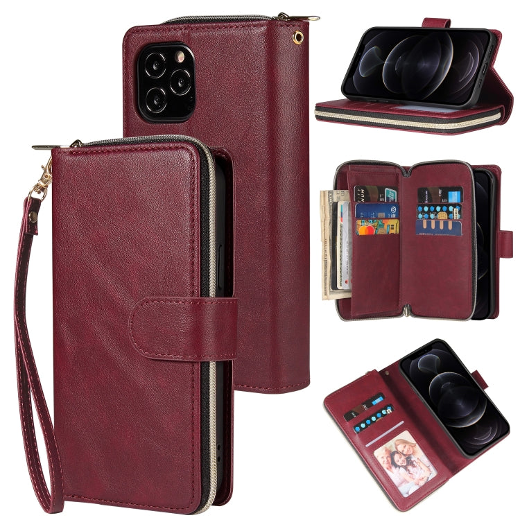 Zipper Wallet Bag Horizontal Flip PU Leather Case with Holder & 9 Card Slots & Wallet & Lanyard & Photo Frame, For iPhone 11, For iPhone 11 Pro, For iPhone 11 Pro Max, For iPhone SE 2022 / SE 2020 / 8 / 7, For iPhone 12 mini, For iPhone 12 / 12 Pro����...