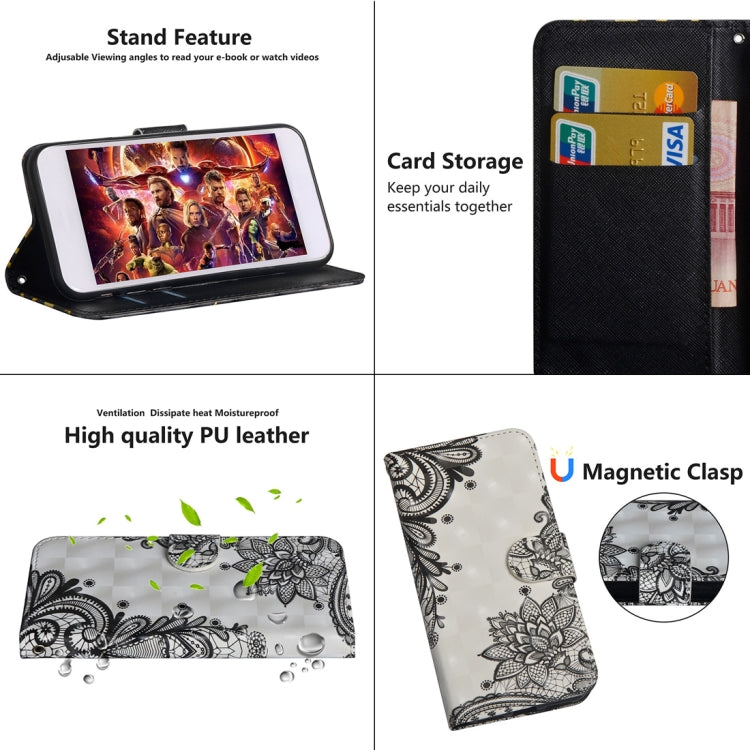 3D Painted Pattern Horizontal Flip TPU + PU Leather Case with Holder & Wallet & Card Slots & Lanyard