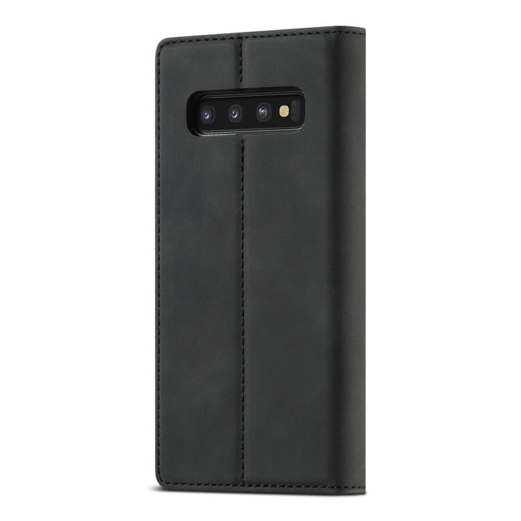 LC.IMEEKE Strong Magnetism Ultra-thin Horizontal Flip Shockproof Matte TPU + PU Leather Case with Holder & Card Slots & Wallet, For Samsung Galaxy S10+
