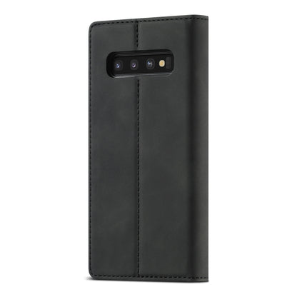 LC.IMEEKE Strong Magnetism Ultra-thin Horizontal Flip Shockproof Matte TPU + PU Leather Case with Holder & Card Slots & Wallet, For Samsung Galaxy S10+