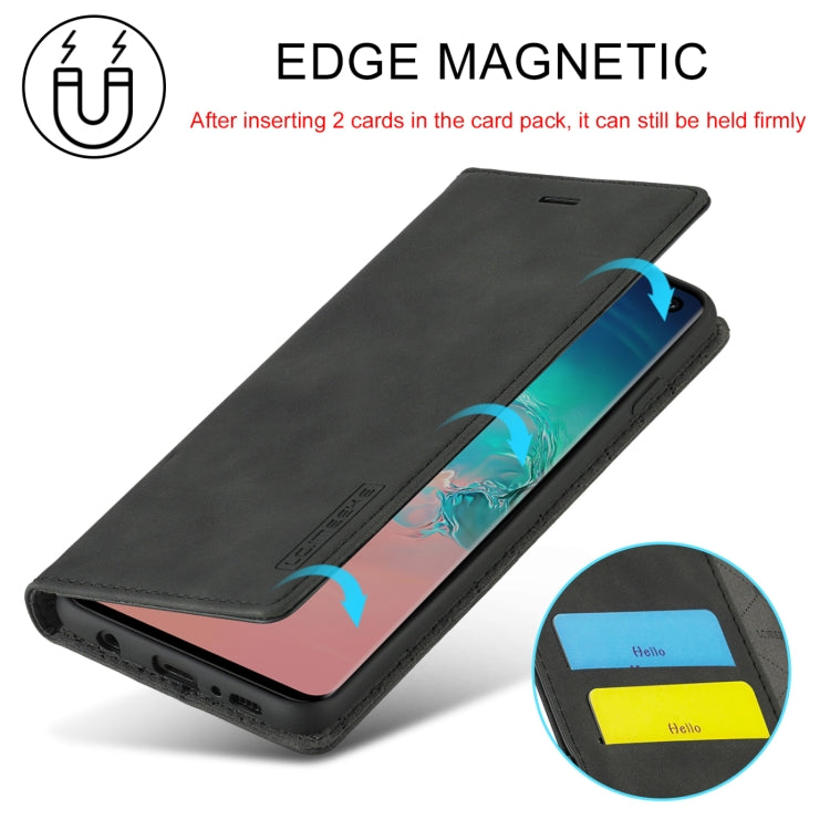 LC.IMEEKE Strong Magnetism Ultra-thin Horizontal Flip Shockproof Matte TPU + PU Leather Case with Holder & Card Slots & Wallet, For Samsung Galaxy S10+