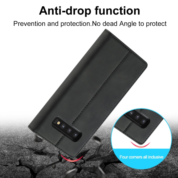 LC.IMEEKE Strong Magnetism Ultra-thin Horizontal Flip Shockproof Matte TPU + PU Leather Case with Holder & Card Slots & Wallet, For Samsung Galaxy S10+