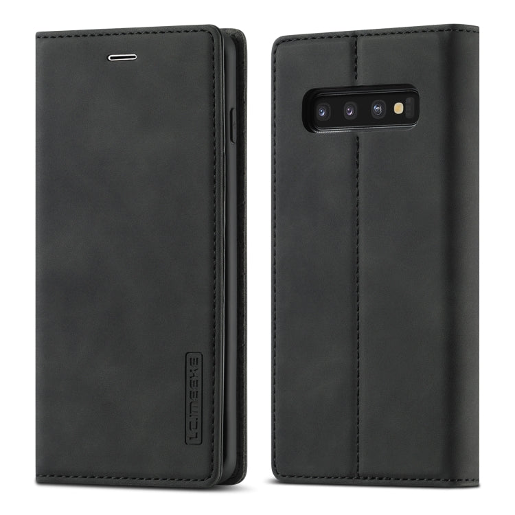 LC.IMEEKE Strong Magnetism Ultra-thin Horizontal Flip Shockproof Matte TPU + PU Leather Case with Holder & Card Slots & Wallet, For Samsung Galaxy S10+