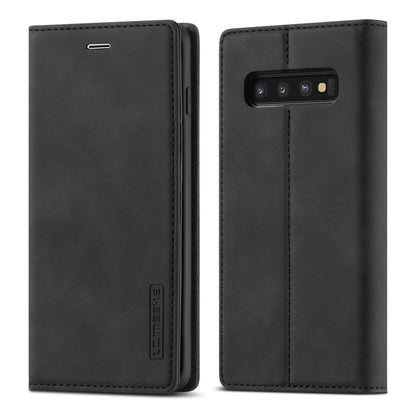 LC.IMEEKE Strong Magnetism Ultra-thin Horizontal Flip Shockproof Matte TPU + PU Leather Case with Holder & Card Slots & Wallet, For Samsung Galaxy S10+