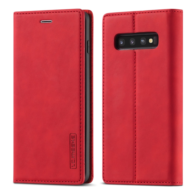LC.IMEEKE Strong Magnetism Ultra-thin Horizontal Flip Shockproof Matte TPU + PU Leather Case with Holder & Card Slots & Wallet, For Samsung Galaxy S10+