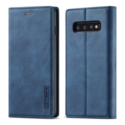 LC.IMEEKE Strong Magnetism Ultra-thin Horizontal Flip Shockproof Matte TPU + PU Leather Case with Holder & Card Slots & Wallet, For Samsung Galaxy S10+