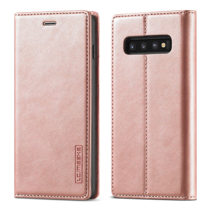LC.IMEEKE Strong Magnetism Ultra-thin Horizontal Flip Shockproof Matte TPU + PU Leather Case with Holder & Card Slots & Wallet, For Samsung Galaxy S10+