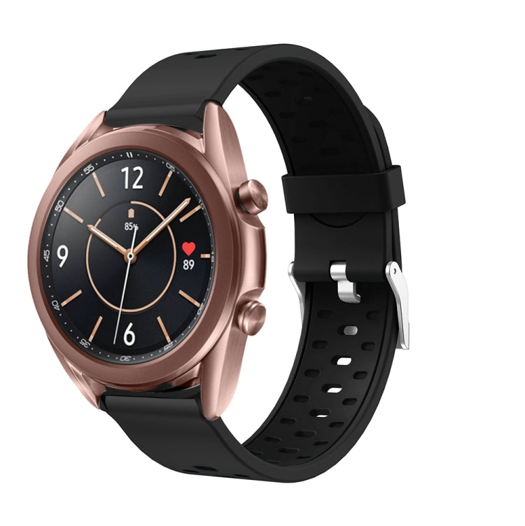 For Samsung Galaxy Watch 3 41mm Three Row Holes Silicone Replacement Strap Watchband