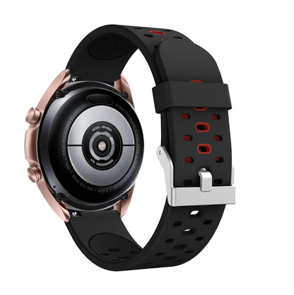 For Samsung Galaxy Watch 3 41mm Three Row Holes Silicone Replacement Strap Watchband