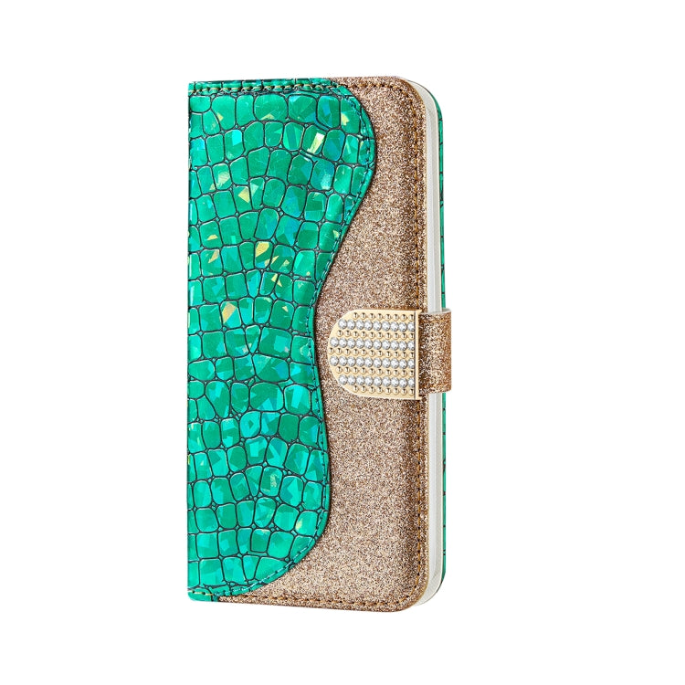 Laser Glitter Powder Matching Crocodile Texture Horizontal Flip Leather Case with Card Slots & Holder & Wallet, For Samsung Galaxy M51, For Samsung Galaxy S20 FE