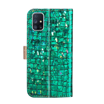 Laser Glitter Powder Matching Crocodile Texture Horizontal Flip Leather Case with Card Slots & Holder & Wallet, For Samsung Galaxy M51, For Samsung Galaxy S20 FE
