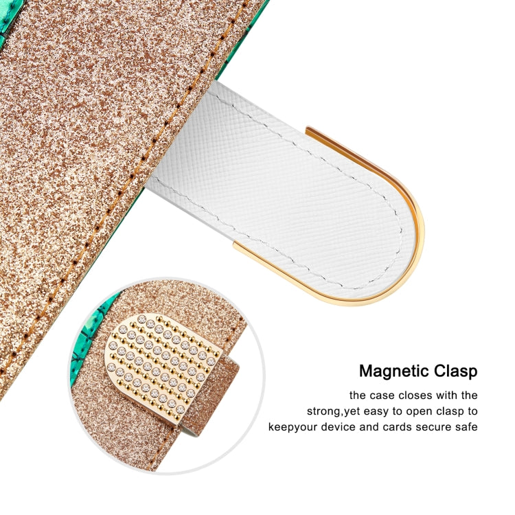 Laser Glitter Powder Matching Crocodile Texture Horizontal Flip Leather Case with Card Slots & Holder & Wallet, For Samsung Galaxy M51, For Samsung Galaxy S20 FE