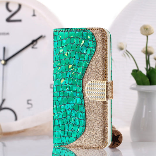 Laser Glitter Powder Matching Crocodile Texture Horizontal Flip Leather Case with Card Slots & Holder & Wallet, For Samsung Galaxy M51, For Samsung Galaxy S20 FE