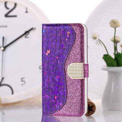 Laser Glitter Powder Matching Crocodile Texture Horizontal Flip Leather Case with Card Slots & Holder & Wallet, For Samsung Galaxy M51, For Samsung Galaxy S20 FE