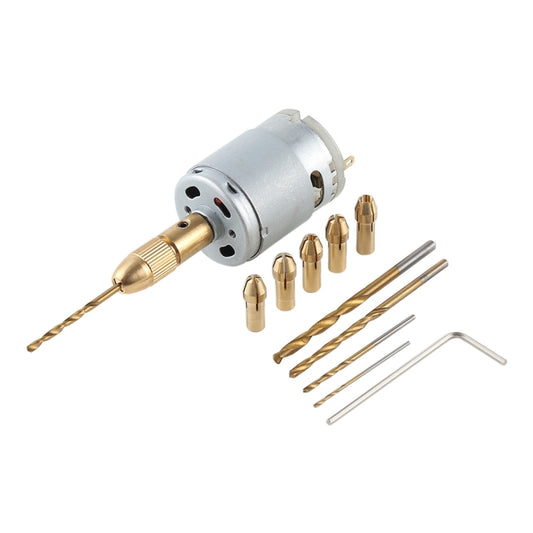 WLXY WL-DIY001 Mini DIY Brass Electric Drill Chucks Drill Bits Set DC-12V Motor, WL-DIY001 13 Set