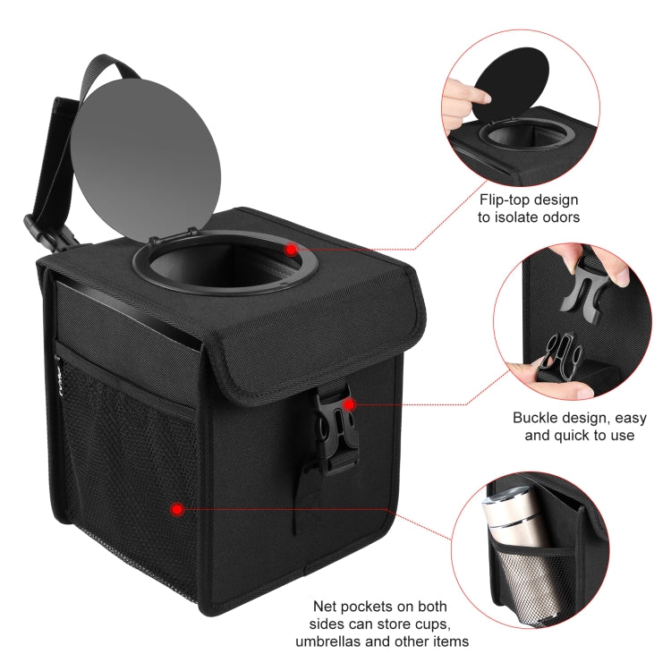 FUNADD Portable Folding Car Back Seat Hook Garbage Can Car Storage Box, Car Garbage Can