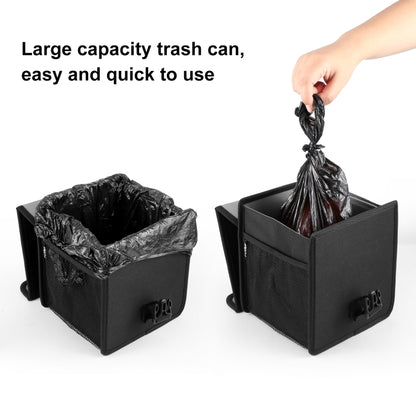 FUNADD Portable Folding Car Back Seat Hook Garbage Can Car Storage Box, Car Garbage Can
