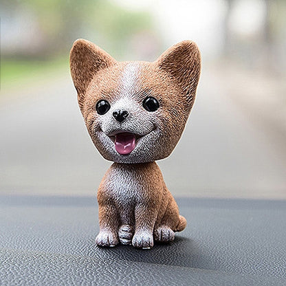 Shaking Head Dog Car Ornaments Resins Lovely Cartoon Dog New Year Gifts with Double-sided Adhesive Tape, Pomeranian Cartoon Dog, Inu Cartoon Dog, Bulldog Cartoon Dog, Husky Dog Cartoon Dog, Corgi Dog Cartoon Dog, White Teddy Cartoon Dog����������������...