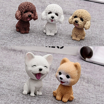 Shaking Head Dog Car Ornaments Resins Lovely Cartoon Dog New Year Gifts with Double-sided Adhesive Tape, Pomeranian Cartoon Dog, Inu Cartoon Dog, Bulldog Cartoon Dog, Husky Dog Cartoon Dog, Corgi Dog Cartoon Dog, White Teddy Cartoon Dog����������������...