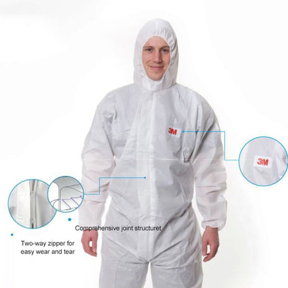 3M 4515 One-piece White Anti-static Anti-chemical Dustproof Sandblasting Suit with Cap, Size: M, 3M M