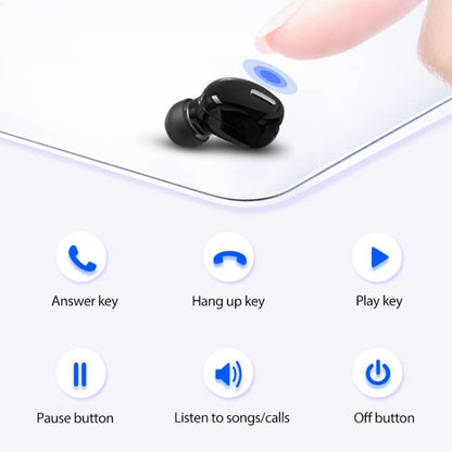X9 Wireless Bluetooth 5.0 Mini In-Ear Unilateral Earphone, X9 Black, X9 White