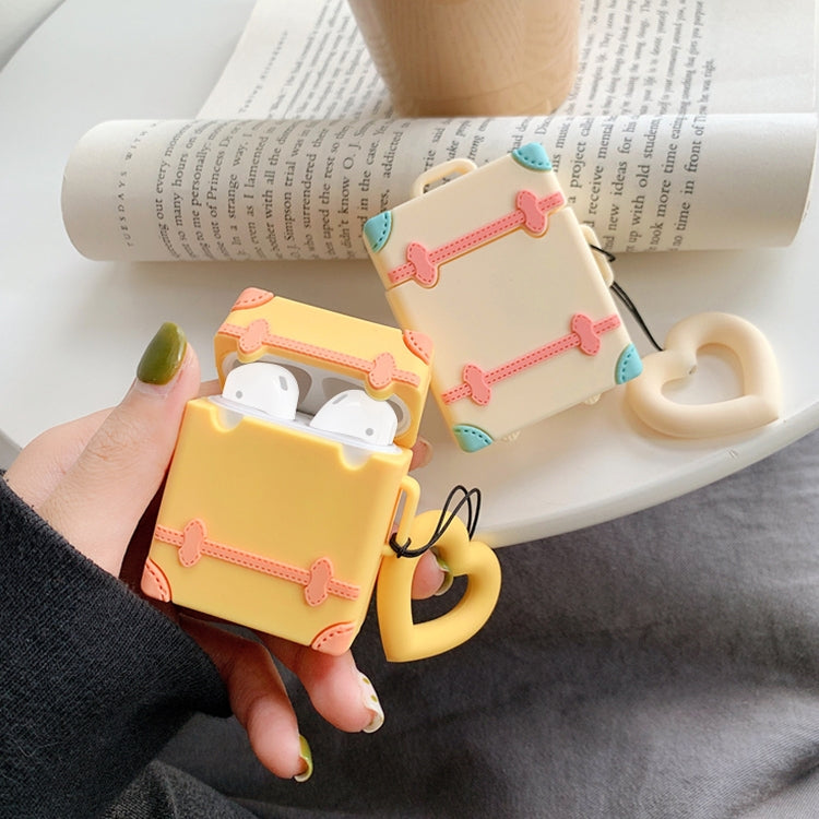 Wireless Earphones Shockproof Candy Colored Suitcase Silicone Protective Case for Apple AirPods 1 / 2, Apricot, Yellow, Orange, Pink, Green, Blue