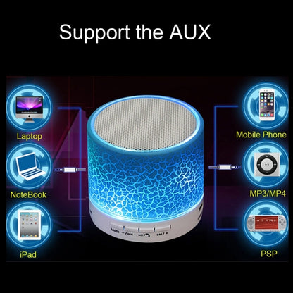 A9 Mini Portable Glare Crack Bluetooth Stereo Speaker with LED Light, Built-in MIC, Support Hands-free Calls & TF Card