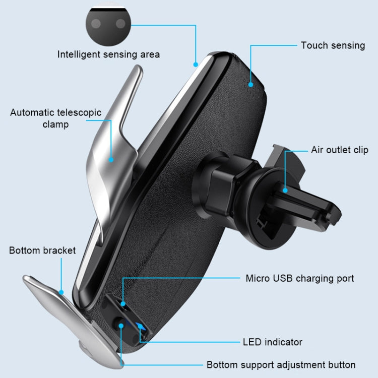 S7 15W QI 360 Degree Rotatable Infrared Induction Car Air Outlet Wireless Charging Mobile Phone Holder for 4.0-6.5 inch Mobile Phones
