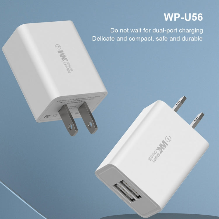 WK WP-U56 2A Dual USB Fast Charging Travel Charger Power Adapter, US Plug, US Plug