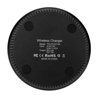 TOVYS-KC-N5 9V 1A Output Frosted Round Wire Qi Standard Fast Charging Wireless Charger, Cable Length: 1m, Frosted, Frosted White