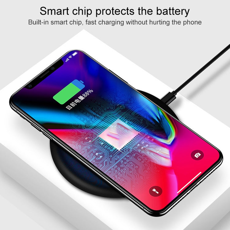 TOVYS-KC-N5 9V 1A Output Frosted Round Wire Qi Standard Fast Charging Wireless Charger, Cable Length: 1m, Frosted, Frosted White