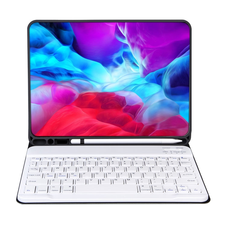 X-11BS Skin Plain Texture Detachable Bluetooth Keyboard Tablet Case for iPad Pro 11 inch 2020 / 2018, with Pen Slot & Backlight, White Keyboard