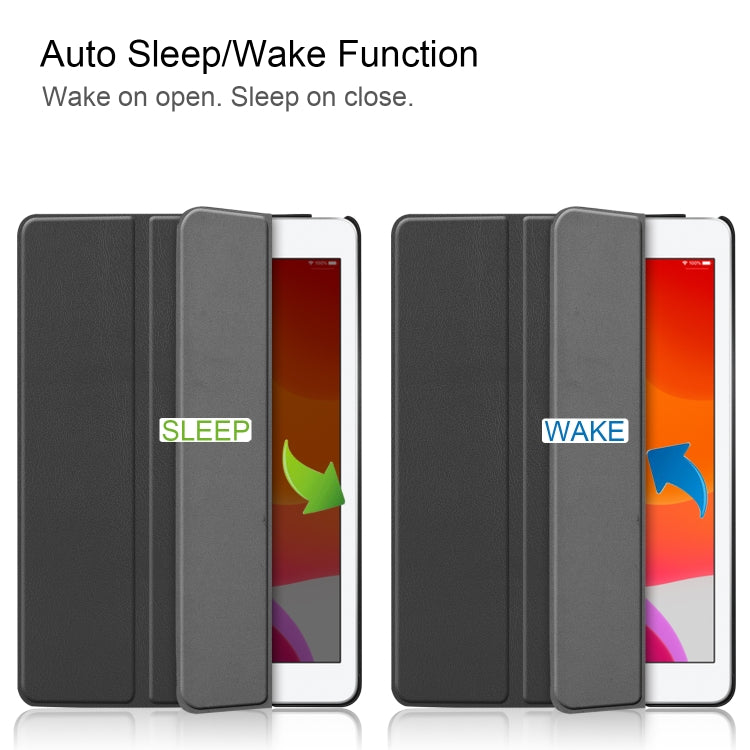 For iPad 10.2 Custer Texture Horizontal Flip Smart PU Leather Case with Sleep / Wake-up Function & Three-folding Holder, For iPad 10.2