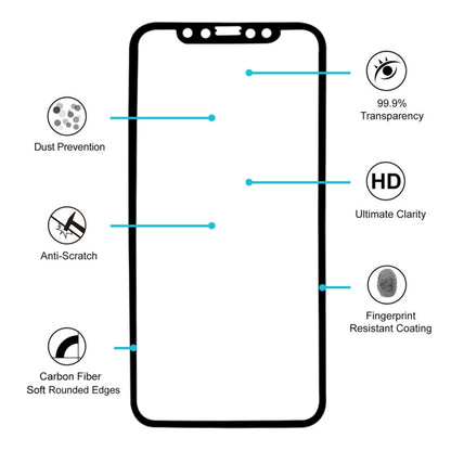 For iPhone X 0.26mm 9H Surface Hardness 3D Explosion-proof Full Screen Carbon Fiber Soft Edges Tempered Glass Screen Film, For X(Carbon Fiber)
