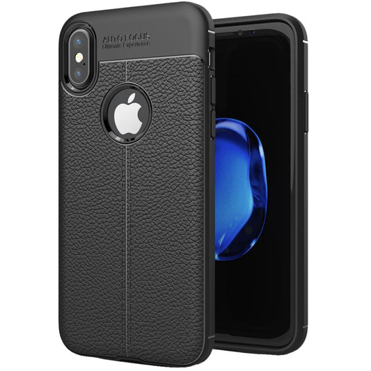 For iPhone X / XS Litchi Texture TPU Protective Back Cover Case, For X