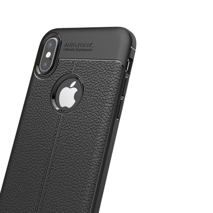 For iPhone X / XS Litchi Texture TPU Protective Back Cover Case, For X