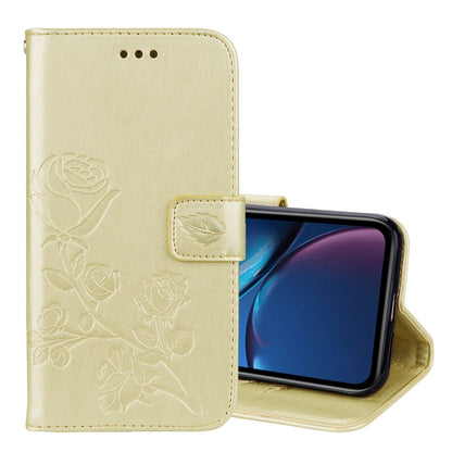 For iPhone XR Rose Embossed Horizontal Flip PU Leather Case,  with Holder & Card Slots & Wallet