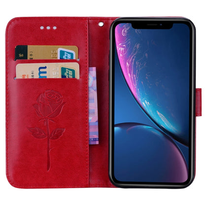 For iPhone XR Rose Embossed Horizontal Flip PU Leather Case,  with Holder & Card Slots & Wallet
