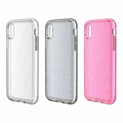 For iPhone XR Shockproof Terminator Style Glitter Powder Protector Case, iPhone XR (White), iPhone XR (Pink), iPhone XR (Grey)