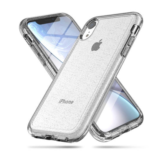 For iPhone XR Shockproof Terminator Style Glitter Powder Protector Case, iPhone XR (White), iPhone XR (Pink), iPhone XR (Grey)
