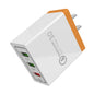 AR-QC-03 2.1A 3 USB Ports Quick Charger Travel Charger, US Plug, AR-QC-03 US Plug Blue, AR-QC-03 US