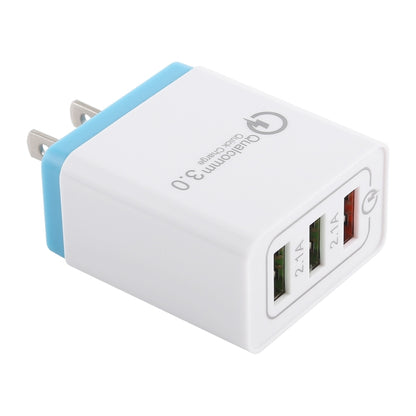 AR-QC-03 2.1A 3 USB Ports Quick Charger Travel Charger, US Plug, AR-QC-03 US Plug Blue, AR-QC-03 US
