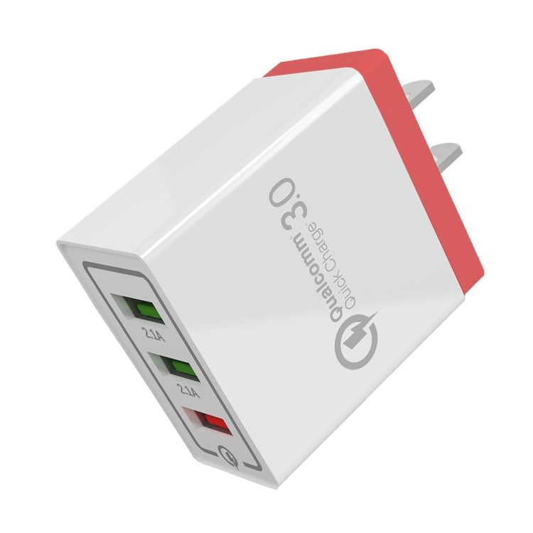 AR-QC-03 2.1A 3 USB Ports Quick Charger Travel Charger, US Plug, AR-QC-03 US Plug Blue, AR-QC-03 US