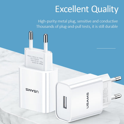 USAMS US-CC075 T18 2.1A Single USB Travel Charger, EU Plug, EU Plug