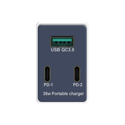 WLX-X3 36W 90 Degrees Foldable Pin Portable Multi-function USB Charger, US Plug