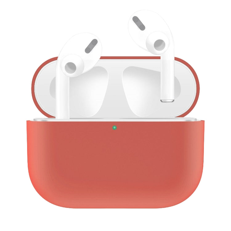 For AirPods Pro Solid Color Silicone Earphone Protective Case, Light Purple, Red, Black, White, Yellow, Pink, Green, Grey, Watermelon Red