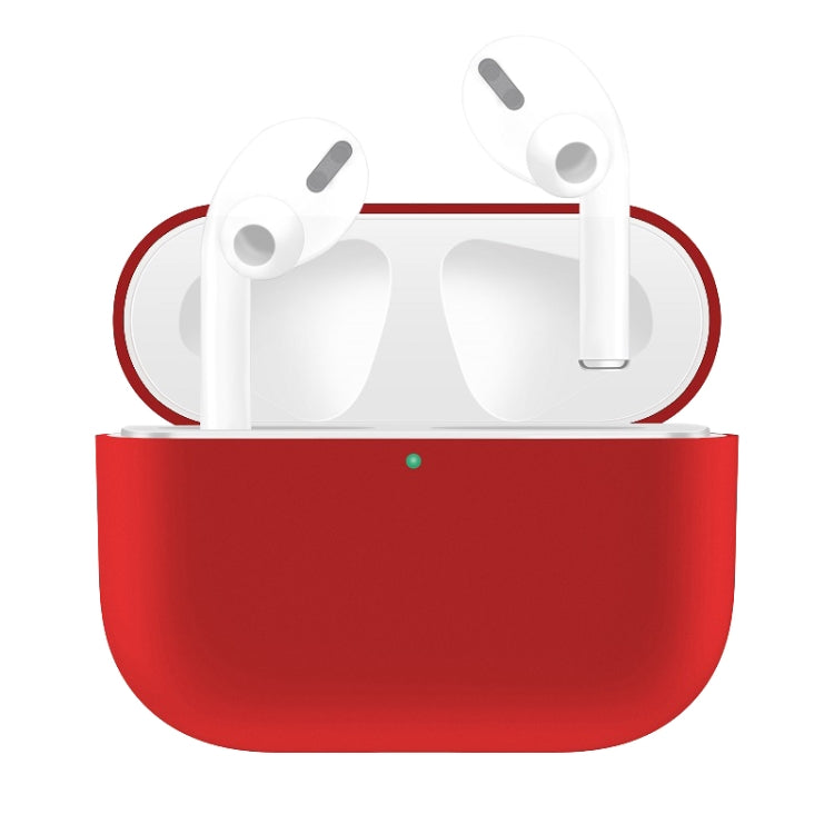 For AirPods Pro Solid Color Silicone Earphone Protective Case, Light Purple, Red, Black, White, Yellow, Pink, Green, Grey, Watermelon Red